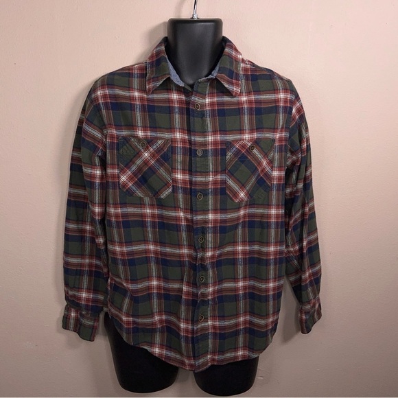 MEDIUM MENS WEATHERPROOF FLANNEL SHIRT RED GREEN BLUE COTTON - Picture 4 of 15
